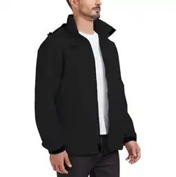 Walmart ELLSWOS-SPORTS Men's Waterproof Jacket Rain Coat with Hood Outdoor Lightweight Hiking Jacket Black L offer
