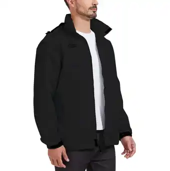 Walmart ELLSWOS-SPORTS Men's Waterproof Jacket Rain Coat with Hood Outdoor Lightweight Hiking Jacket Black L offer