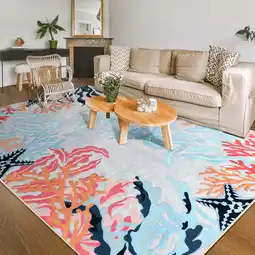 Walmart Softlife Cute Coastal, Nautical & Beach Coral Starfish Area Rug,5' x 8',Beige offer