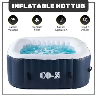 Walmart 2-4 Person PVC Inflatable Bathtub w 120 Jets & Hot Tub Cover for Backyard & More Blue offer
