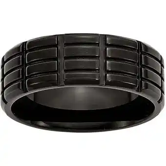 Walmart Titanium Grooved Black IP-plated 8mm Brushed Band offer