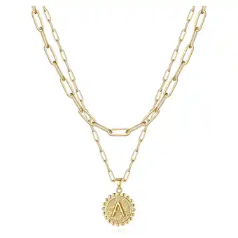 Walmart Tingn Gold Initial Necklaces for Women Layering Paperclip Link Coin Jewelry Gift offer