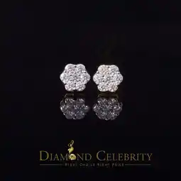 Walmart Diamond Celebrity's Men's/Womens 925 Silver Yellow 1.66ct VVS 'D' Moissanite Floral Stud Earrings offer