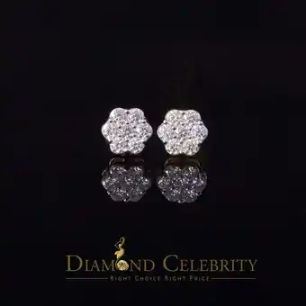 Walmart Diamond Celebrity's Men's/Womens 925 Silver Yellow 1.66ct VVS 'D' Moissanite Floral Stud Earrings offer