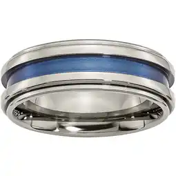 Walmart Titanium with Blue Triple Groove 8mm Polished Band offer