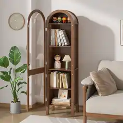 Walmart Tall Arched Storage Display Cabinet, Arched Pantry Cabinet with Doors, Acrylic Glass Doors offer