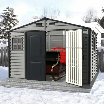 Walmart Duramax Woodside Plus 10.5x8 Vinyl Resin Outdoor Storage Shed With Foundation Kit offer