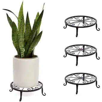 Walmart Farmlyn Creek Black Metal Plant Stand Set, Planter Holder (9 x 9 x 2.7 in, 4 Pack) offer