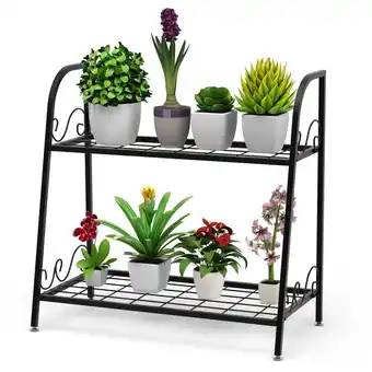 Walmart Gymax 2-tier Metal Plant Stand Shelf Flower Pot Holder Display Rack Shoe Organizer offer