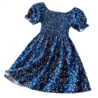 Walmart Girls Dresses Flower Print Short Sleeve Fans Gift Princess Kids Clothing offer