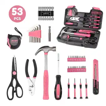 Walmart Lockways Mother's Day Pink Tool Kit for Women Gift, Basic Home Tool Set for all Purpose 53 Pcs offer