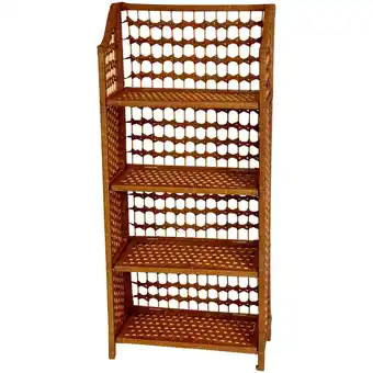 Walmart 43 Fiber Weave Wood Frame 4 Shelf Unit - Honey offer