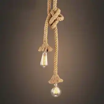 Walmart Hanging Light Cord E27 Base Rattan Rope Lighting 2-head Industrial Light Fixture offer