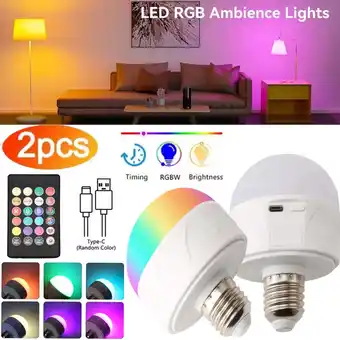 Walmart Oenbopo 2pcs 240LM Rechargeable Light Bulb with Detachable E27 Base Remote Control Emergency Lamp offer