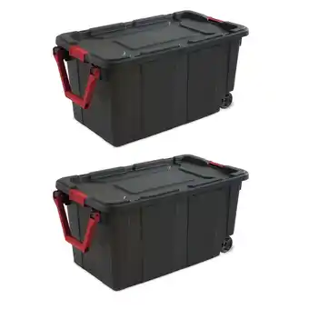 Walmart 40 Gallon Wheeled Industrial Tote Plastic Storage Tote, Black gray, Set of 2 offer