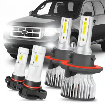 Walmart For Ford Escape 2008 2009 2010 2011 2012 LED 9008 Headlight 5202 Fog Light Bulbs Kit 6000K White 4x offer