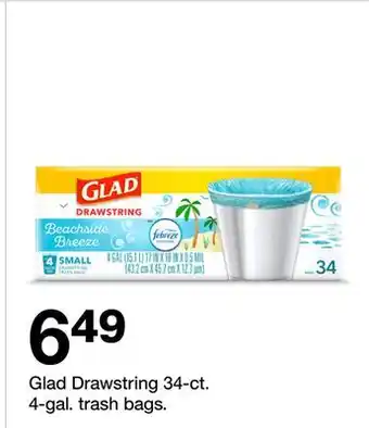 Target Glad Drawstring 34-ct. 4-gal. trash bags offer
