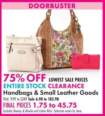 Boscov's ENTIRE STOCK CLEARANCE Handbags & Small Leather Goods offer