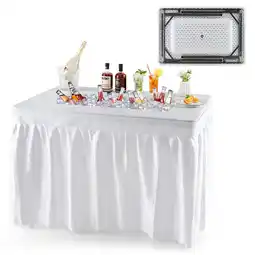 Walmart Gymax 4FT Folding Ice Bin Table Outdoor Ice Cooler Table w/ Matching Skirt Party BBQ offer