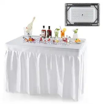 Walmart Gymax 4FT Folding Ice Bin Table Outdoor Ice Cooler Table w/ Matching Skirt Party BBQ offer