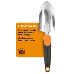 Walmart Fiskars 12.25 Cast Aluminum Head, Ergo Flower Bed Trowel, Includes Hang Hole, Black and Orange offer