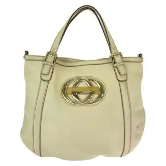 Walmart Pre-Owned GUCCI Gucci Interlocking New Brit White Beige Gold Hardware Leather 162336... (Good) offer