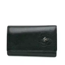 Walmart Pre-Owned Authenticated Chanel Key Holder Lambskin Leather Black Women offer