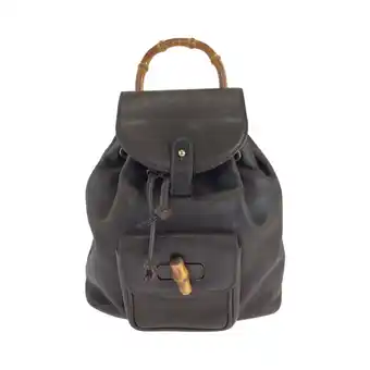 Walmart Pre-Owned GUCCI Vintage Bamboo Dark Brown Gold Hardware Leather 003 2852 Backpack... (Good) offer