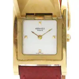 Walmart Pre-Owned HERMES Medor Gold Plated Leather Quartz Ladies Watch BF572594 (Good) offer