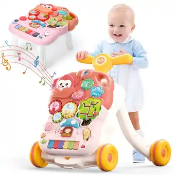 Walmart JoyStone 2-in-1 Baby Walker and Learning Push Toy with Music Table, for Toddlers 6–18 Months offer