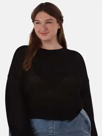 Walmart No Boundaries Heart Mesh Pullover, Lightweight, Women's Plus offer