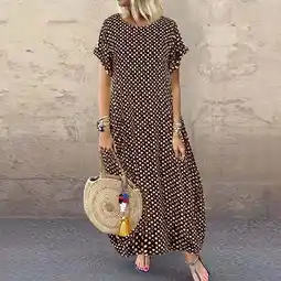 Walmart Aligament Womens Summer Maxi Dresses Plus Size Long Casual Polka Dot Printed Dress,Brown offer