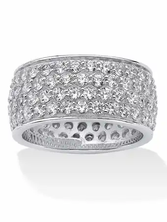 Walmart PalmBeach Jewelry 3.30 TCW Round Cubic Zirconia Platinum-plated Sterling Silver Eternity Band offer