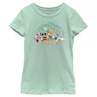 Walmart Girl's Mickey & Friends Happy Easter Group Egg Hunt Graphic Tee Mint Small offer