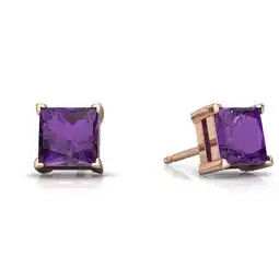 Walmart Paris Jewelry 24k Rose Gold 2 Ct Princess Cut Amethyst Stud Earrings Gift for Women's offer