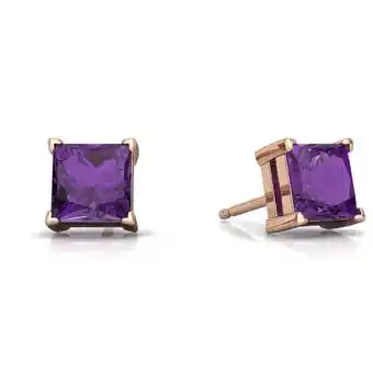 Walmart Paris Jewelry 24k Rose Gold 2 Ct Princess Cut Amethyst Stud Earrings Gift for Women's offer