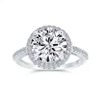 Walmart Bling Jewelry Womens Classic 3CT CZ Round Solitaire Halo Engagement Ring, Sterling Silver, 14K Gold offer
