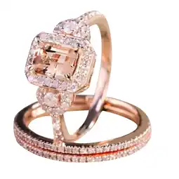 Walmart Elneeya Clearance Rings for Women Women's 18 K Rose Gold Micro-Inlaid Square Diamond Ring Set offer