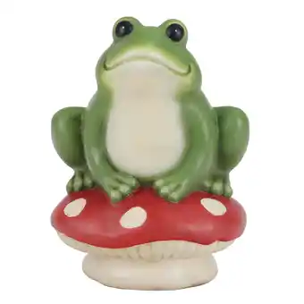 Walmart Mainstays Outdoor Green Frog on Red Mushroom Garden Statuary, 6 in L x 4.75 in W x 8.5 in H offer