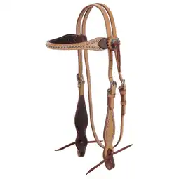 Walmart Showman Argentina Cow Leather Browband Headstall w/ Dark Brown Accent Trim offer