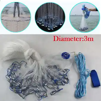 Walmart New 10FT Fishing Cast Net Bait Easy Throw Hand Cast Strong Nylon Trap Line Mesh] offer