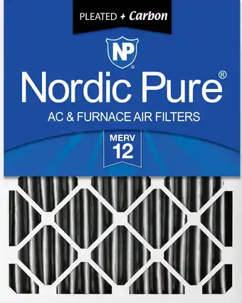 Walmart Nordic Pure 16x20x4 (3 5/8) Pleated Air Filter MERV 12 Pleated + Carbon 1 Pack offer