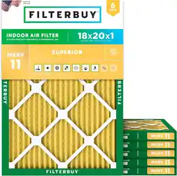 Walmart Filterbuy Pleated MERV 11 HVAC AC Furnace Air Filters, 6-Pack, 18x20x1 offer