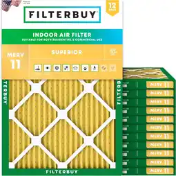 Walmart Filterbuy Pleated HVAC AC Furnace Air Filters, MERV 11, 12-Pack, 18x20x1 offer