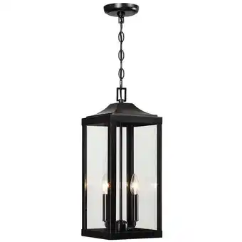 Walmart TRUE FINE 2-Light Black Large Transitional Outdoor Hanging Pendant Light with Clear Glass - 20 in. H offer