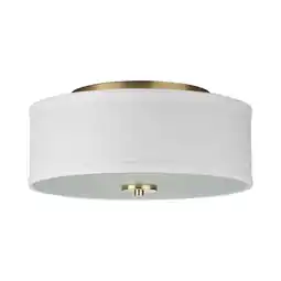 Walmart Inspire Collection Two-Light Satin Brass Summer Linen Shade New Traditional Flush Mount Light offer