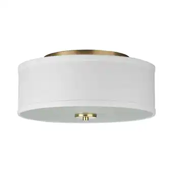Walmart Inspire Collection Two-Light Satin Brass Summer Linen Shade New Traditional Flush Mount Light offer