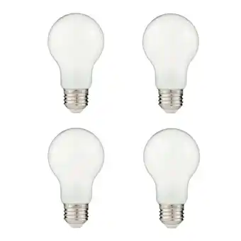 Walmart (4-Pk) EcoSmart A19 Frosted Glass Energy Star Dimmable E26 Base LED Light Bulb offer