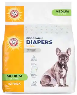 Walmart Arm & Hammer Female Dog Diapers, Medium 12 Count, Leak Proof, Ultra Absorbent with Wetness Indicator offer