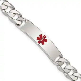 Walmart 925 Sterling Silver Lobster Claw Closure Polished Medical Curb Link ID Bracelet 8.5 Inch 11mm Wide offer